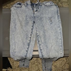 S Acid washed distressed denim jeans